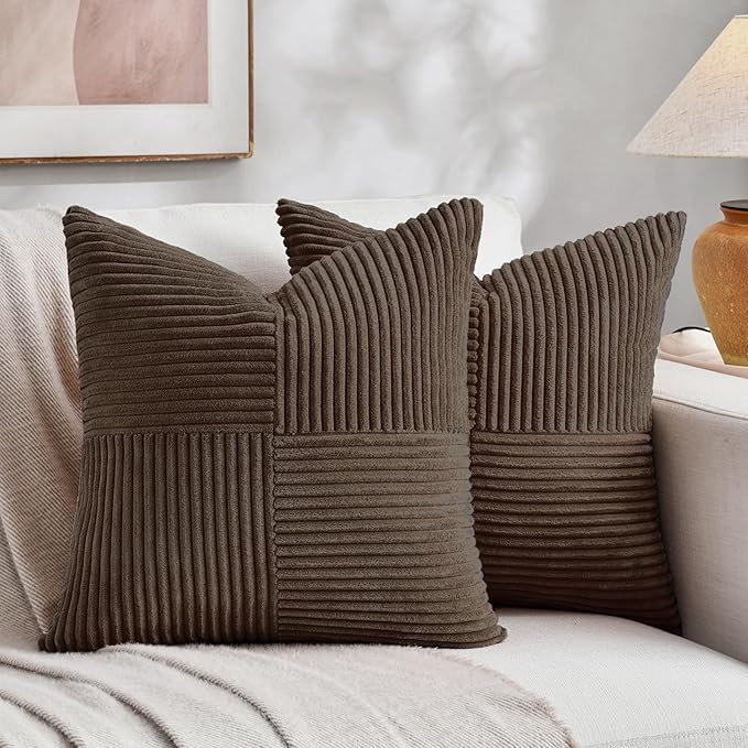 Fancy Homi 2 Packs Dark Brown Big Decorative Throw Pillow Covers 24x24 Inch by Fancy+Homi