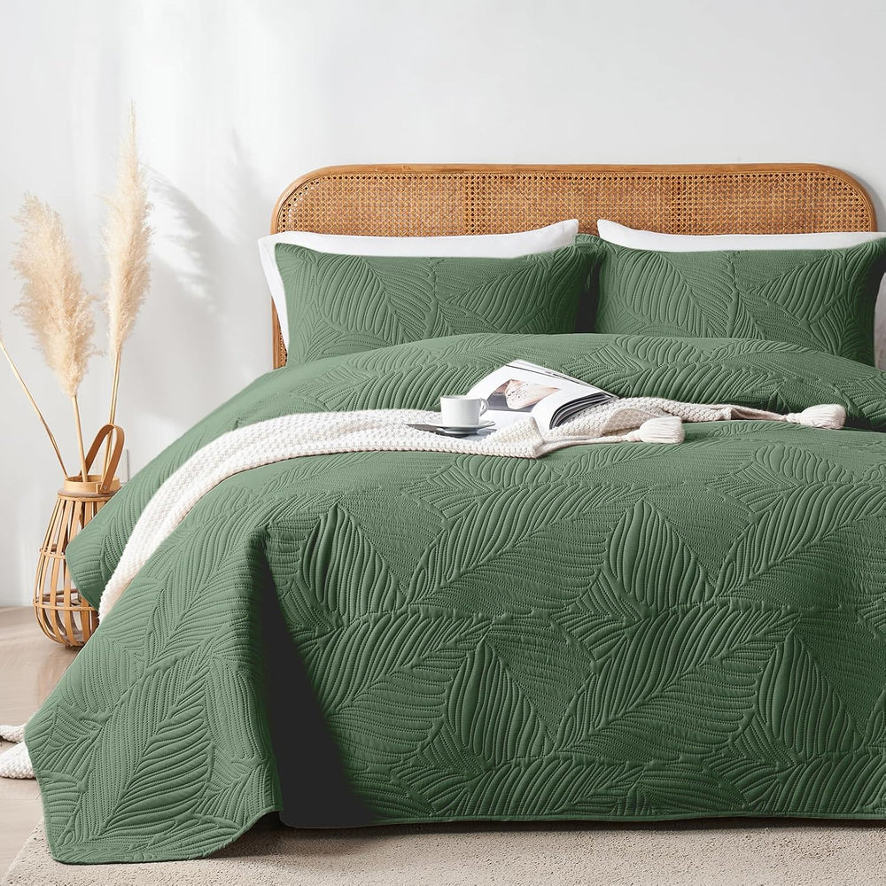 OARAGE King Quilt Bedding Set Lightweight Soft Olive Green Bedspread Coverlet...