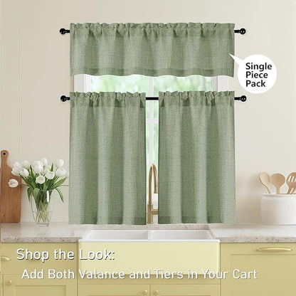 Sage Green Kitchen Curtains 30 Inch Length 2 Panels, Light Filtering Farmhouse - Image 5