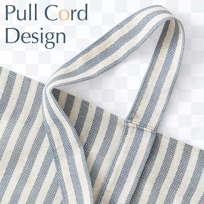 jinchan Tie Up Linen Textured Striped Bow Tie Curtain - Image 5
