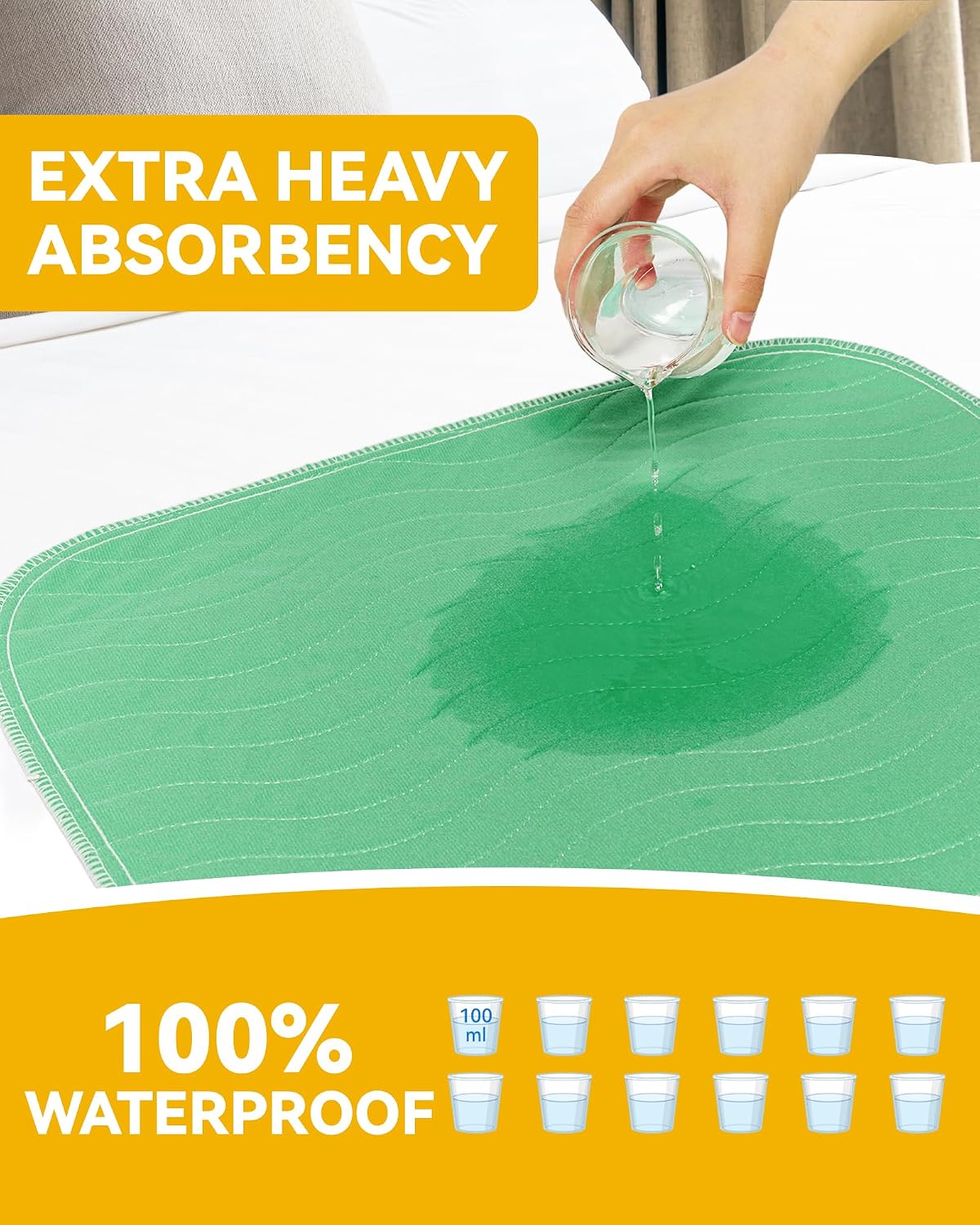 washable incontinence bed pads waterproof for adults, 36"x54"-4, close-up detail