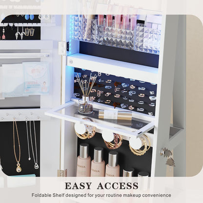 tagelier jewelry cabinet with full length mirror, lockable on a desk or shelf