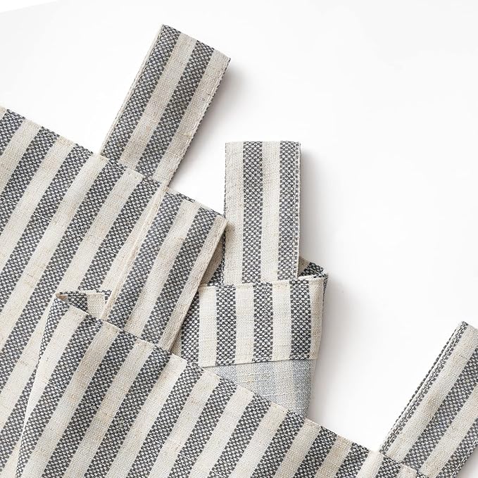 JINCHAN Tab Top Linen Kitchen Curtains 24 Inch Striped Tier Curtains Farmhouse - Image 7