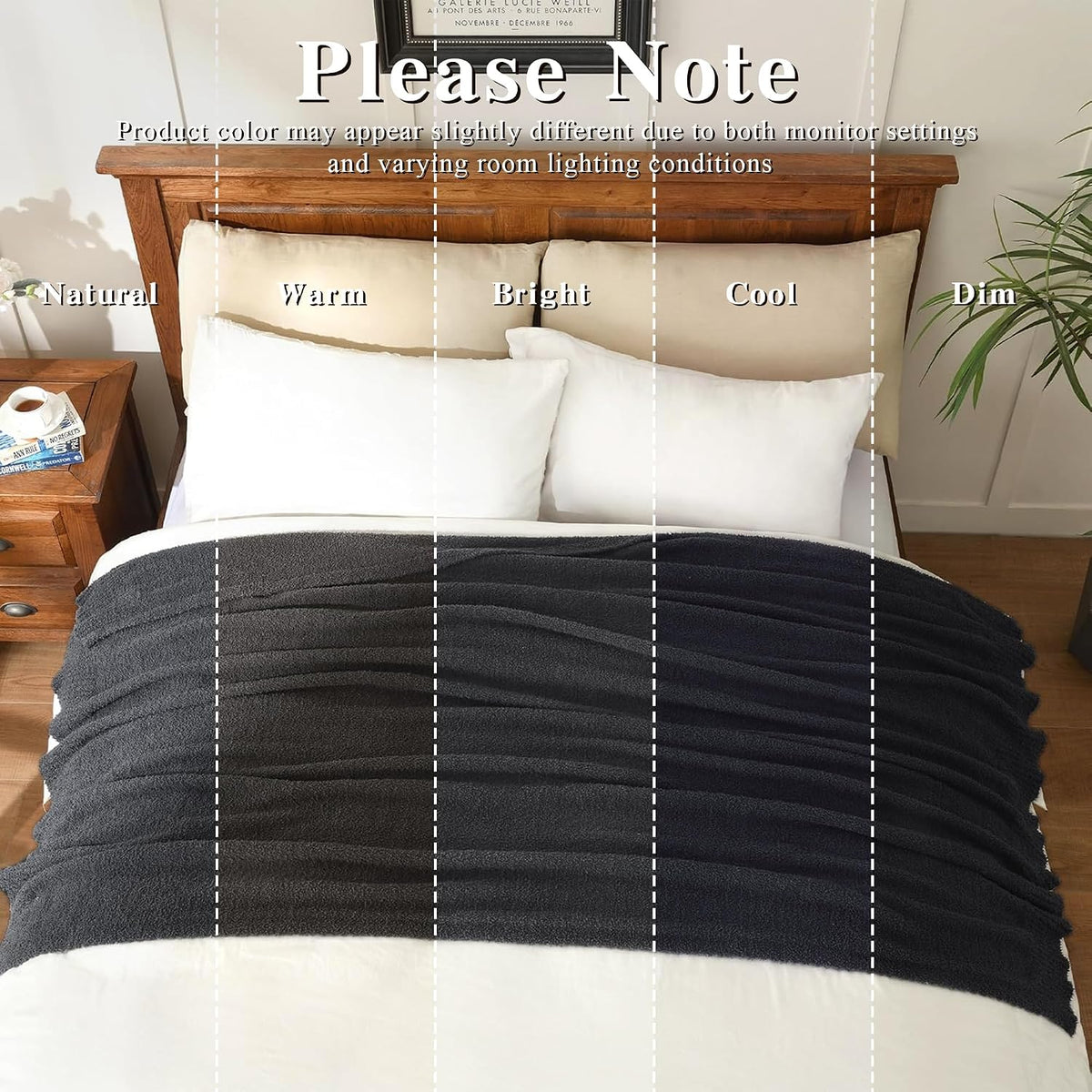 jooja knitted dark grey black throw twin size on a desk or shelf