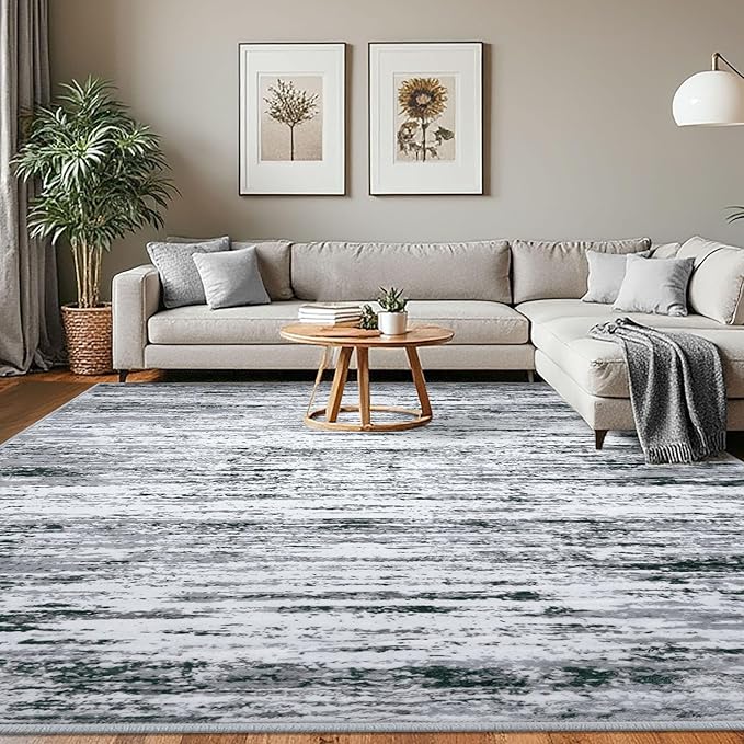 Modern Abstract 8x10 Large Machine Washable Living Room Rug Non-Slip Soft by lansny