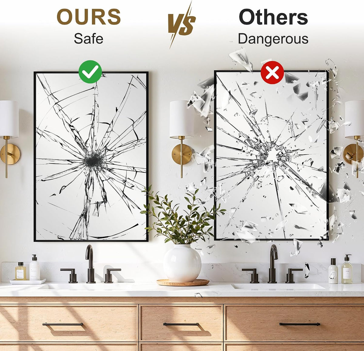 bathroom vanity mirror for over sink, 30x20 inch, side view