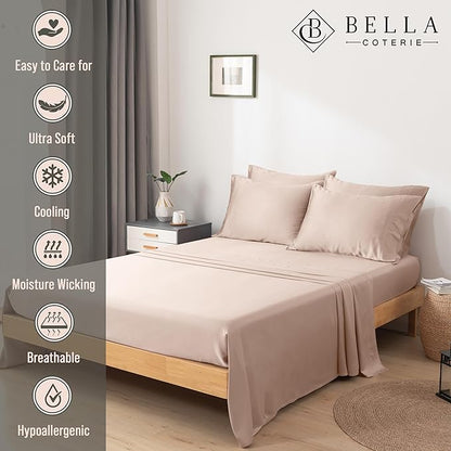 Bella Coterie 7 Piece Luxury Bamboo Viscose Split King Size Sheet Set | 2 - Image 3