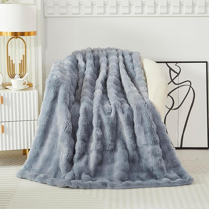 Faux Fur Throw Blanket for Couch Cozy Fuzzy Soft Plush Thick Fluffy Fleece - Image 6