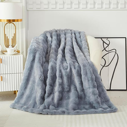 Faux Fur Throw Blanket for Couch Cozy Fuzzy Soft Plush Thick Fluffy Fleece - Image 6