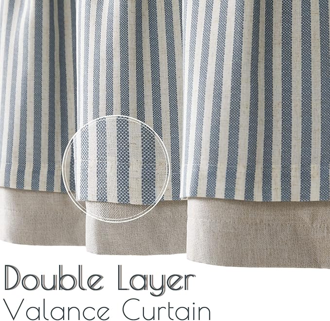 jinchan Linen Striped Valance for Windows 16 Inch Blackout Drapes for Small - Image 4
