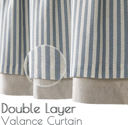 jinchan Linen Striped Valance for Windows 16 Inch Blackout Drapes for Small - Image 4