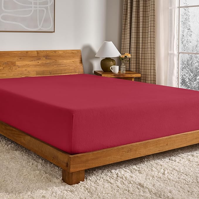 Bare Home Flannel Fitted Bottom Sheet 100% Cotton Twin Extra Long, Velvety Soft by BareHome