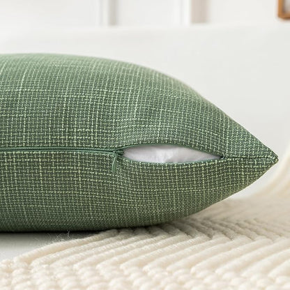 Kevin Textile Set of 2 Sage Green Pillow Covers 16 x 16 Inch Spring Farmhouse - Image 3
