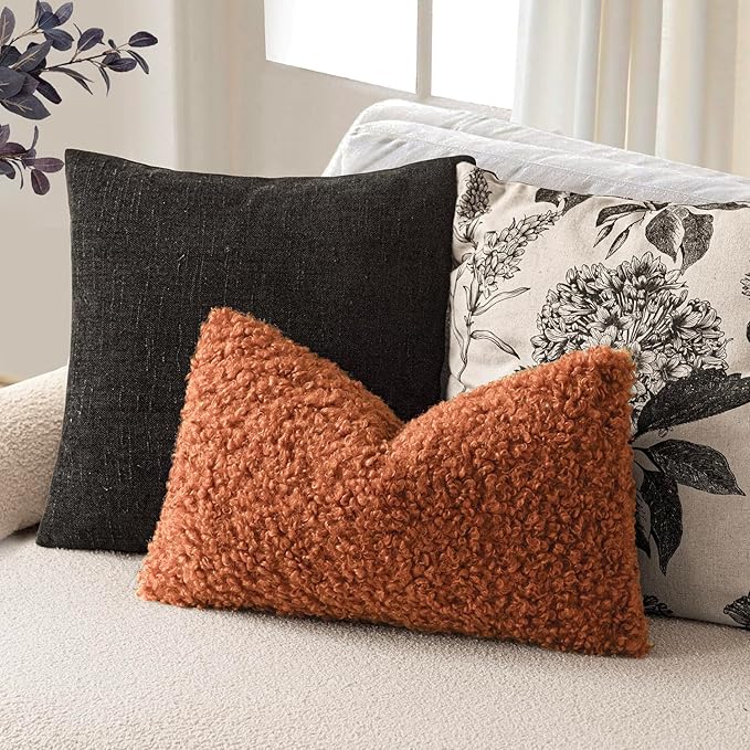 Foindtower Set of 2 Curly Teddy Wool Pillow Covers Decorative Boucle Textured - Image 5