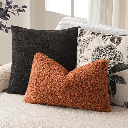 Foindtower Set of 2 Curly Teddy Wool Pillow Covers Decorative Boucle Textured - Image 5