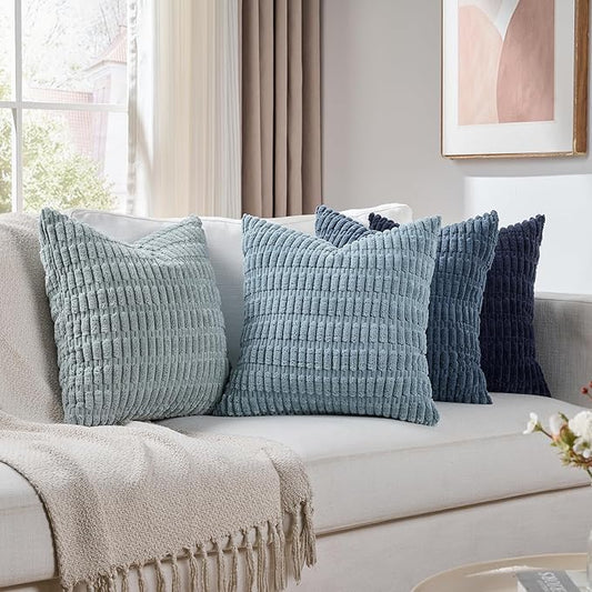 Fancy Homi Set of 4 Blue Decorative Throw Pillow Covers 12x12 Inch by Fancy+Homi