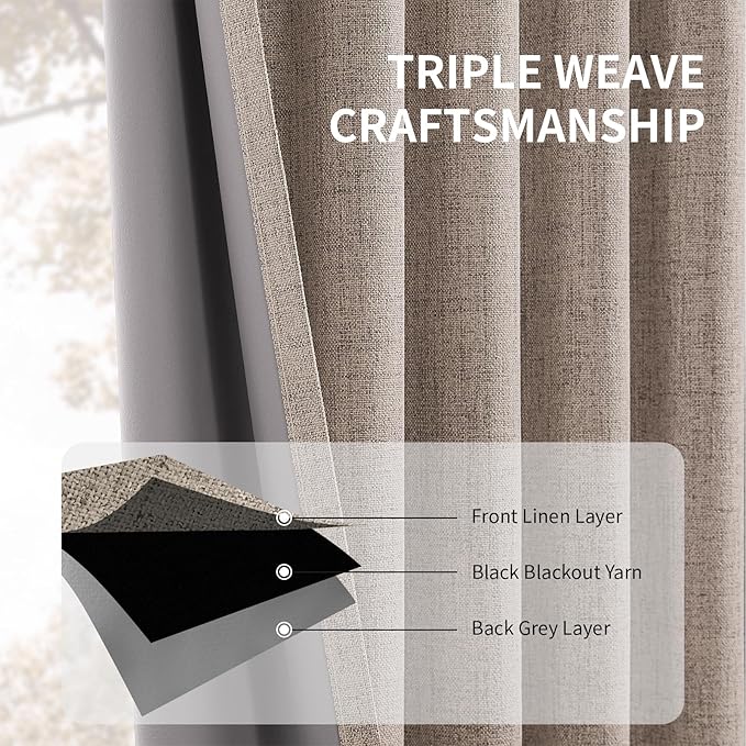 CUCRAF Custom 100% Total Blackout Curtains, Linen Back Tab and Rod Pocket - Image 5
