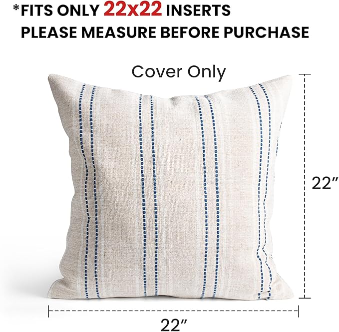 AELS 22x22 Decorative Farmhouse Linen Throw Pillow Covers, Boho Textured Pillow - Image 2