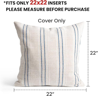 AELS 22x22 Decorative Farmhouse Linen Throw Pillow Covers, Boho Textured Pillow - Image 2