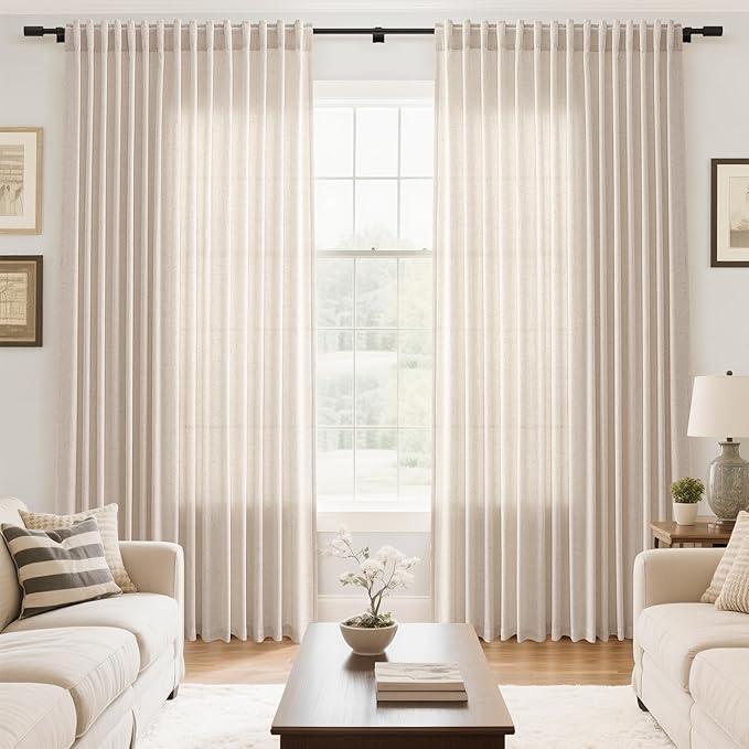 Nanspring Extra Wide 100x96 Inch Linen Curtains - Image 7