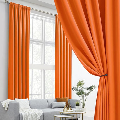 DUALIFE Blackout Long Curtain Drapes 120 Inch 2 Panels Set Back Tab Rod Pocket - Image 2