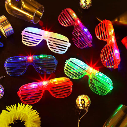Honoson 102 Pcs LED Light Up Glasses, Glow Shutter Glasses, Glow in the Dark Party Supplies for Adult Neon Flashing Bulk Party Favor for Halloween Birthday Wedding Carnival Rave Xmas Concert (6 Color)