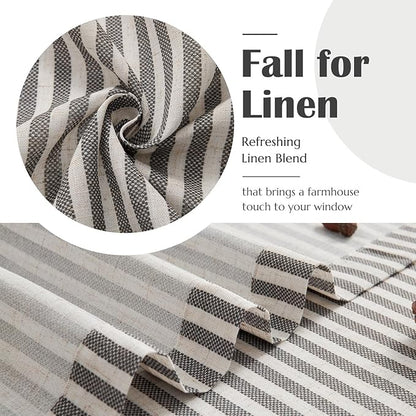 jinchan Striped Linen Kitchen Curtains 36 Inches Tier Curtains Farmhouse Modern - Image 9