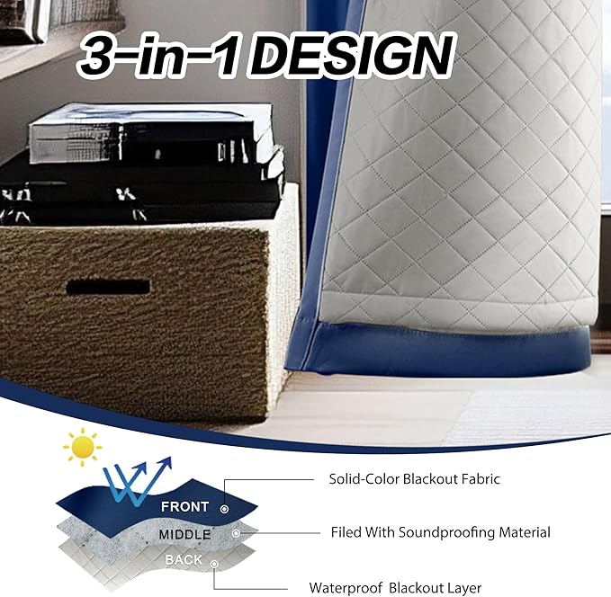 3-in-1 Thermal Grommet Blackout Curtains - Image 3