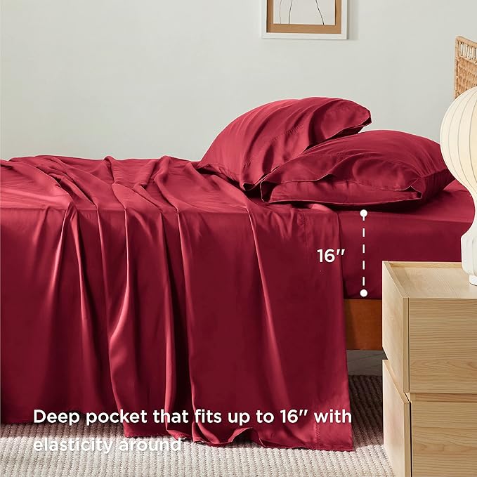 Bedsure Full Size Bed Sheets, Cooling Sheets, Rayon Derived from Bamboo - Image 3