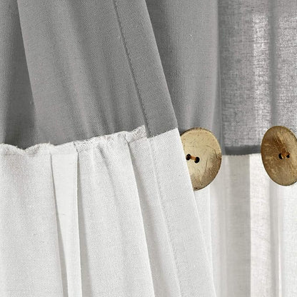 Lush Decor Linen Button Window Curtain Panel, Dark Gray & Off White - Image 5