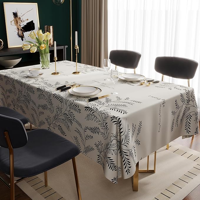 Rectangle Table Cloth, 100% Waterproof Tablecloth OilProof SpillProof Vinyl - Image 8
