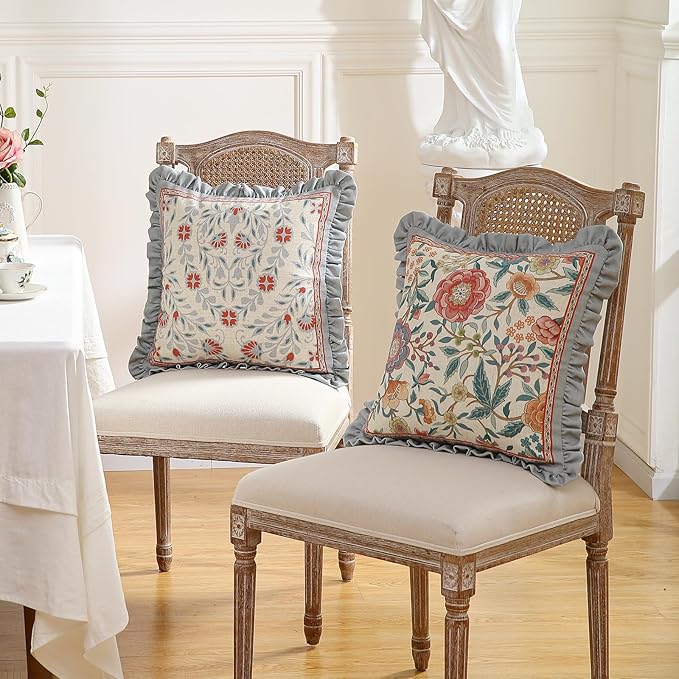 Floral Throw Pillow Covers Set of 2, Cottage Rustic - Image 3