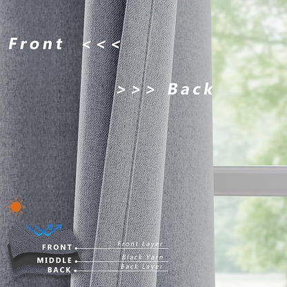 Linen 100% Blackout Curtains for Bedroom, Back Tab/Rod Pocket Curtain for - Image 5