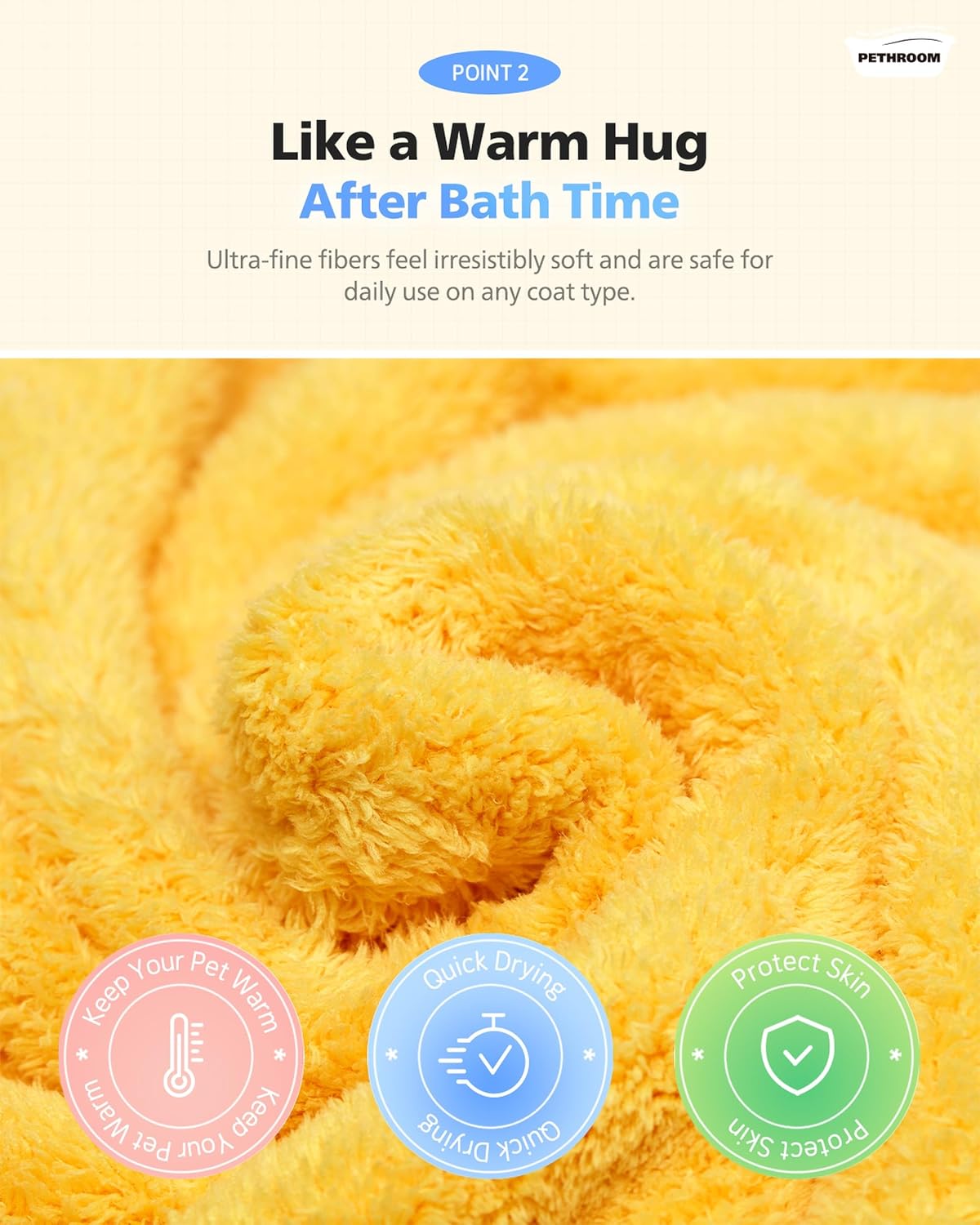 pethroom ultra absorbent pet towel | quick-drying, soft, side view