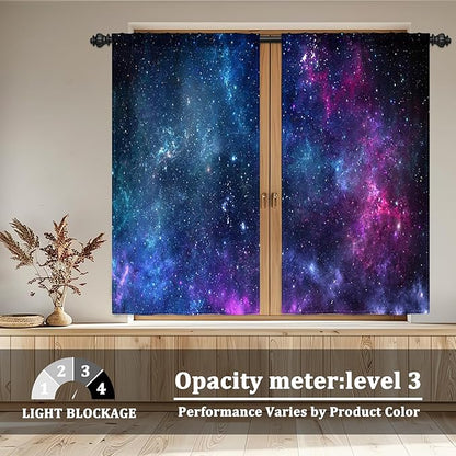 Renaiss 26 x 63 Inch Universe Galaxy Kitchen Window Tier Curtains Mystery Outer - Image 3