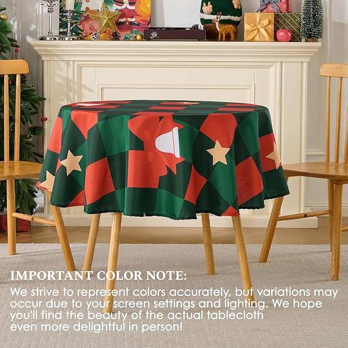 Christmas Tablecloth Round 60 Inch 1 Pack Waterproof, Machine Washable - Image 7