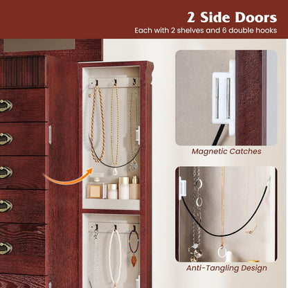 giantex standing jewelry cabinet with 7 drawers, flip-top, package contents