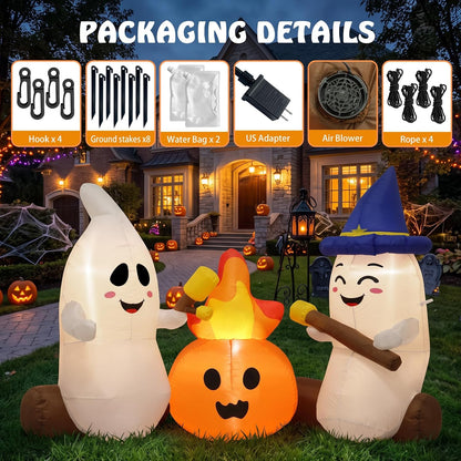 6FT Halloween Inflatables Ghosts Outdoor Cute Blow ups Yard Decorations for Garden Lawn
