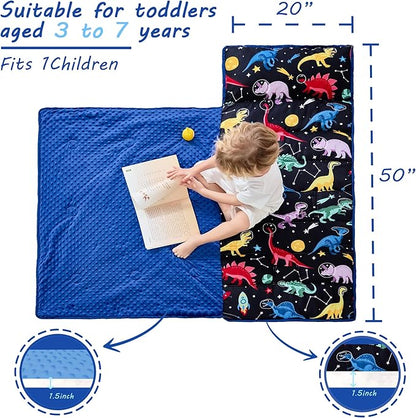 Toddler Nap Mat with Pillow and Blanket, Extra Large Rolled Napping Mats - Image 4