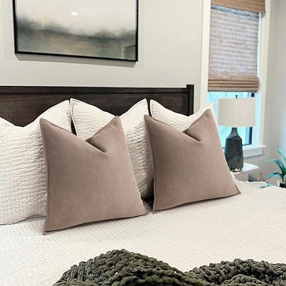 ZWJD Khaki Pillow Covers 12x20 Set of 2 Chenille Throw Pillow Covers - Image 5