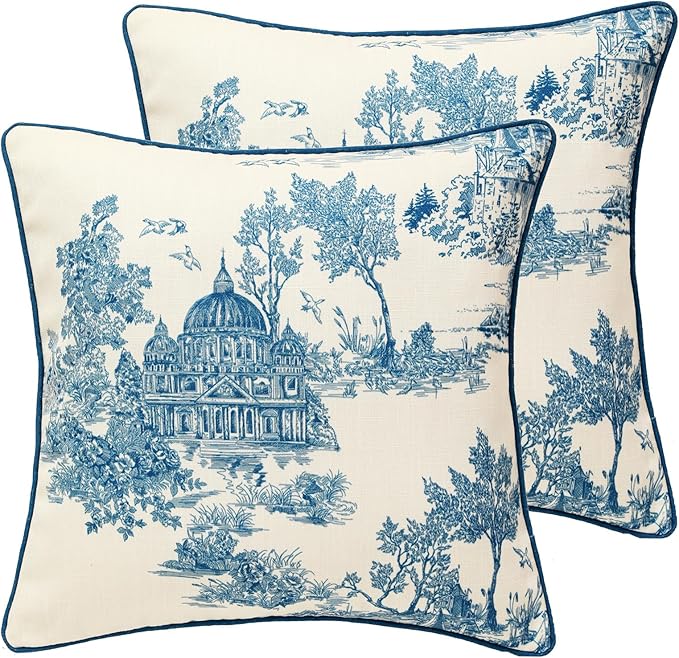 patdrea Designer Square Throw Pillow Covers Set of 2, Rustic Linen by Welcometopatdrea