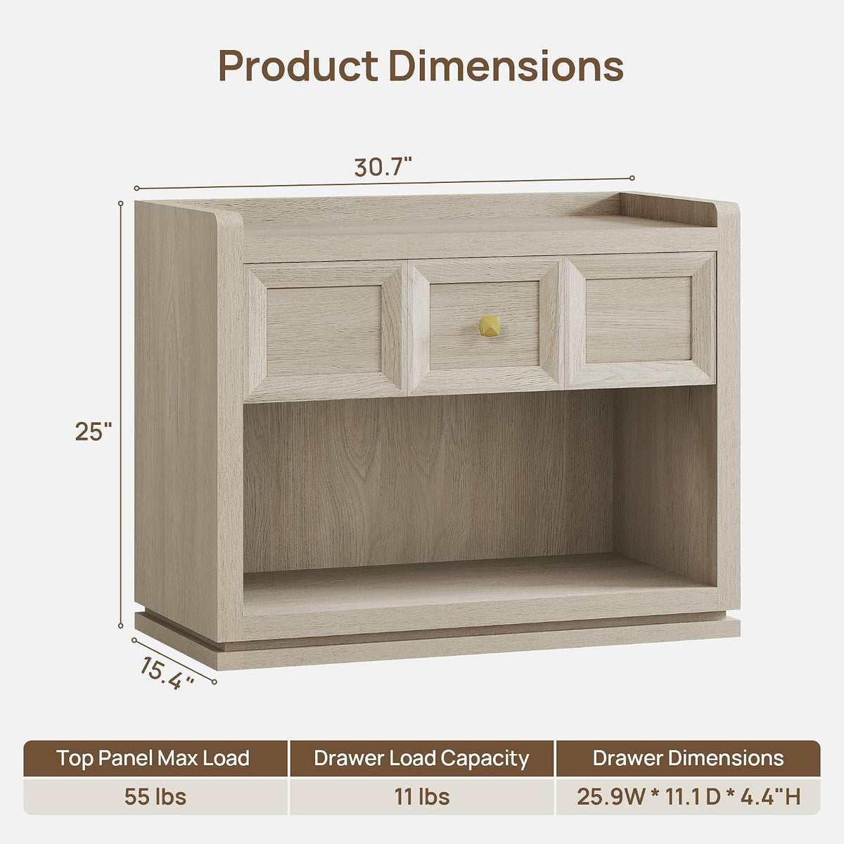 sicotas 31" wide nightstands set of 2, large, close-up detail