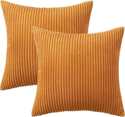 MIULEE Pack of 2 Burnt Orange Pillow Covers 16x16 Inch Soft Boho Striped - Image 6