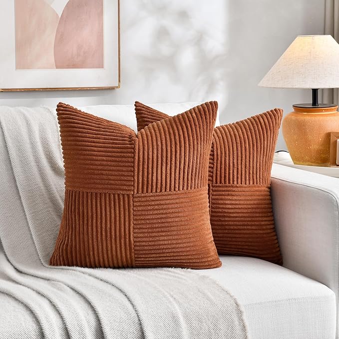 Fancy Homi 2 Packs Rust Samll Decorative Throw Pillow Covers 12x12 Inch - Image 6