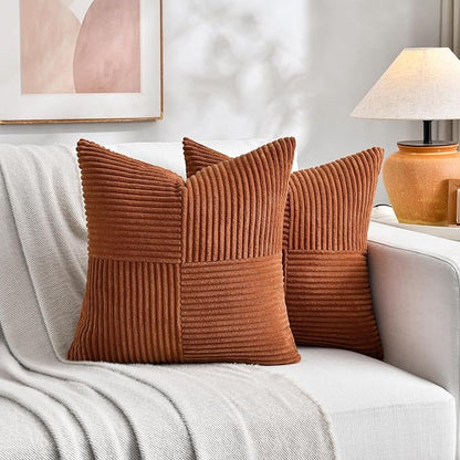 Fancy Homi 2 Packs Rust Decorative Throw Pillow Covers 16x16 Inch - Image 8