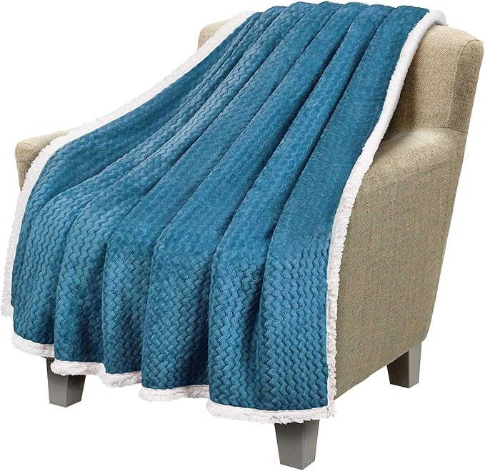 Catalonia Sherpa Throws Blanket, Super Soft Comfy Fluffy Fuzzy Fleece Plush - Image 2