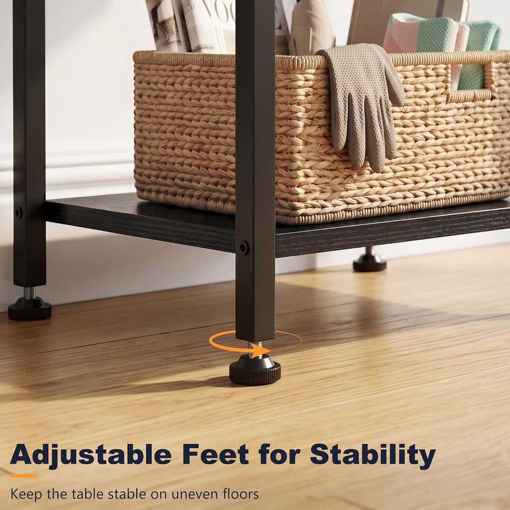 3-Tier Tall End Table, Small Side Table with Adjustable Shelf