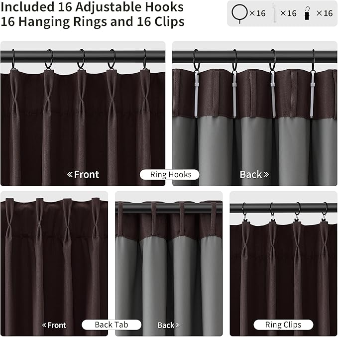 Pinch Pleated Linen 100% Blackout Curtains 90 Inches - Image 3