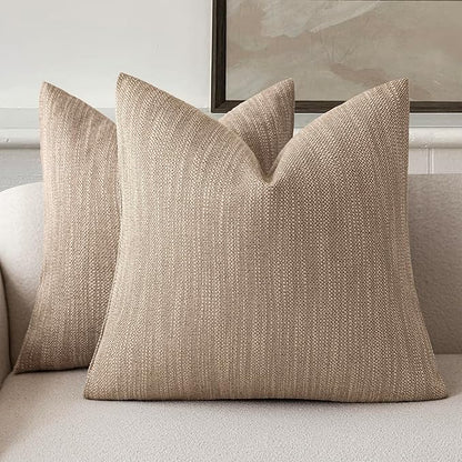 Foindtower Set of 2 Decorative Textured Burlap Linen Throw Pillow Covers by Foindtower