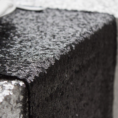 Sequin Table Runner, Black, 12x108 inch, 10 Pack for Halloween